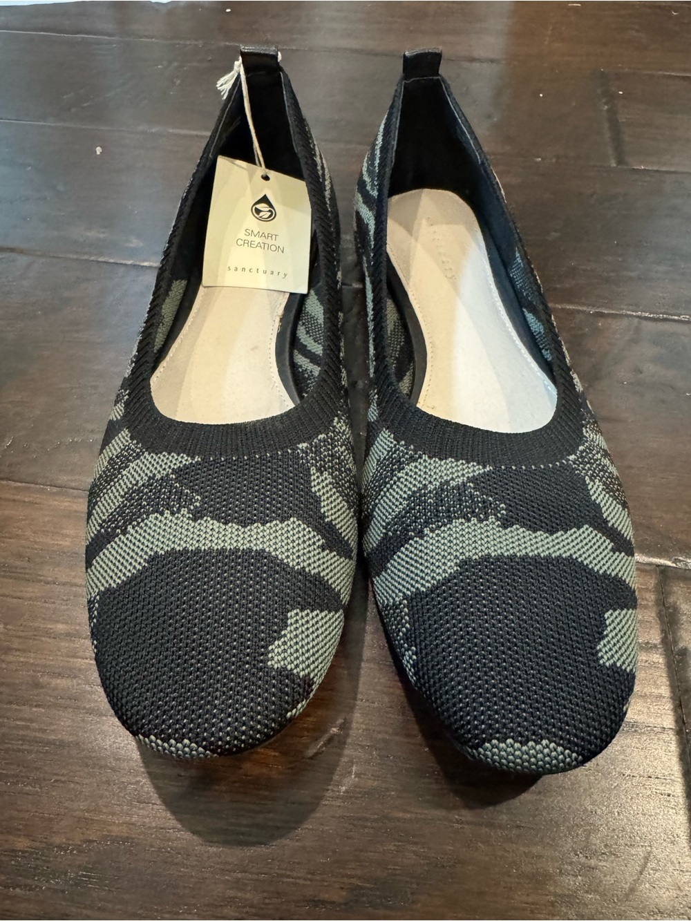 Sanctuary Camo Knit Slip-On Flats - Black & Olive